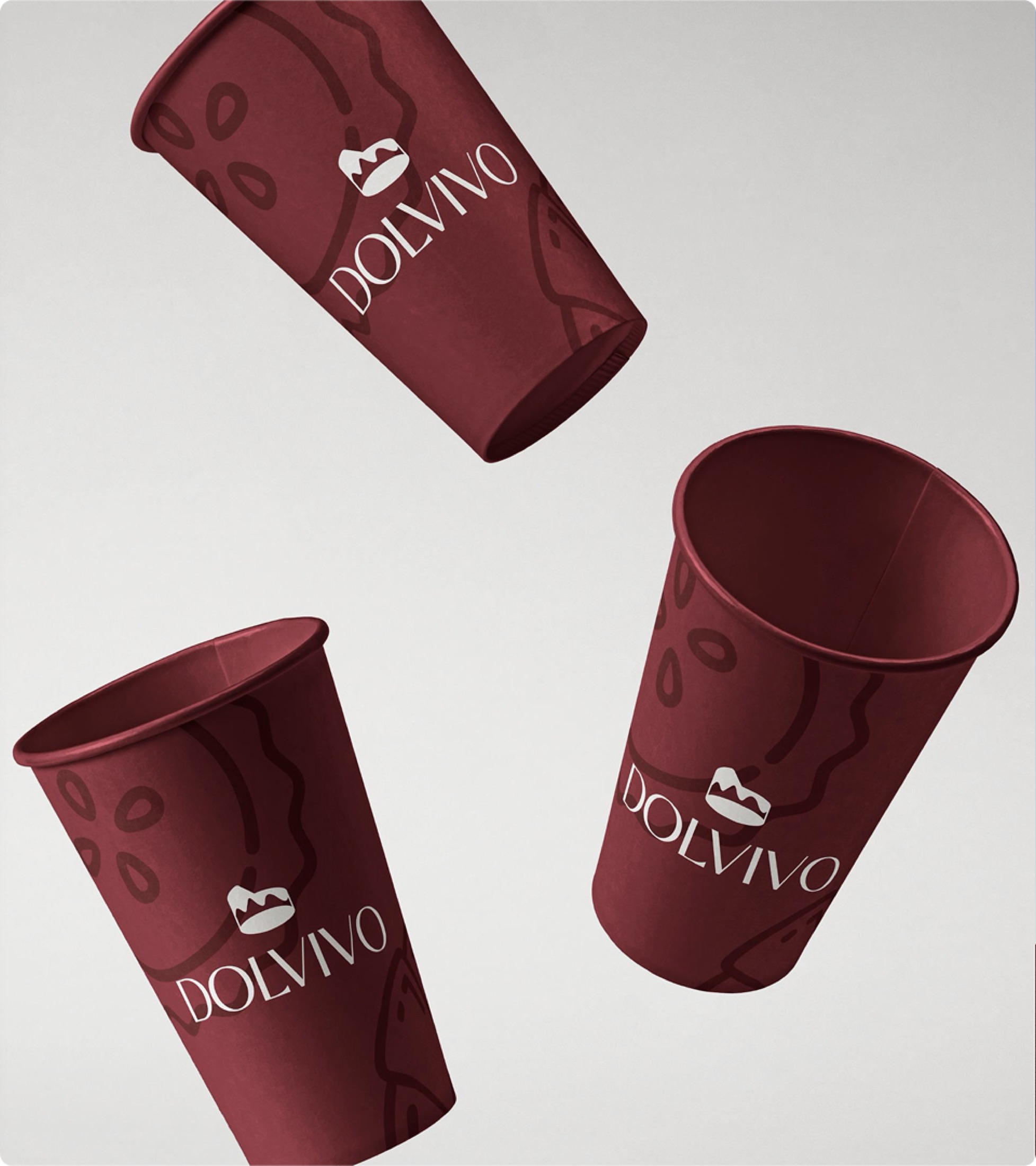 Dolvivo: branded cups — Portfolio visual / Scarlet Royal