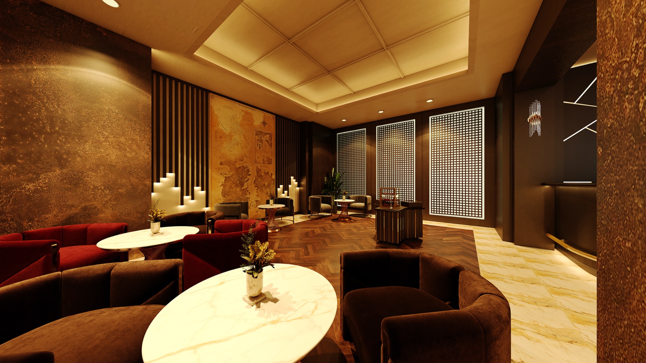 Westeros Cigar Lounge: lounge perspective — Design visualisation / Brevart UAE